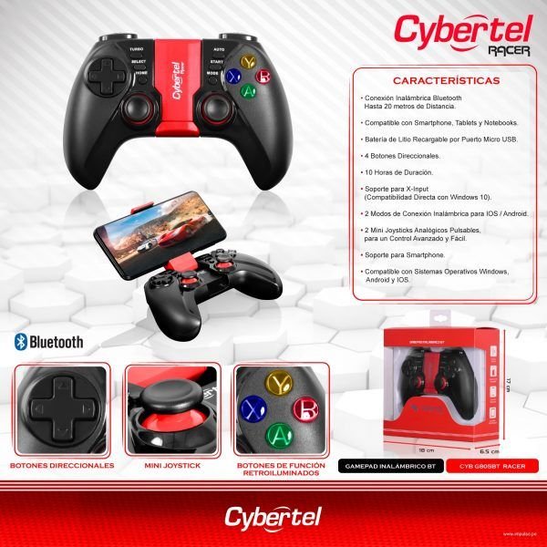 Gamepad Bluetooth Cybertel RACER - CYB G805BT - Imagen 6