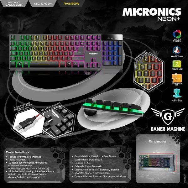 TECLADO GAMER NEON+ MIC K709+ - Imagen 5