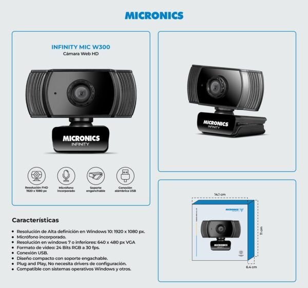 Cámara Web Micronics MIC-W300 FullHD - Imagen 6